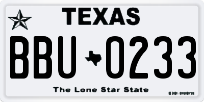 TX license plate BBU0233