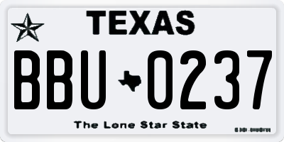 TX license plate BBU0237