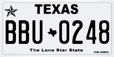 TX license plate BBU0248