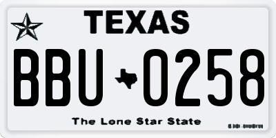 TX license plate BBU0258