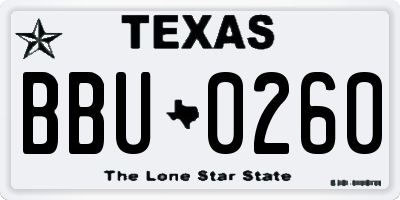 TX license plate BBU0260