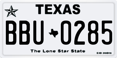 TX license plate BBU0285