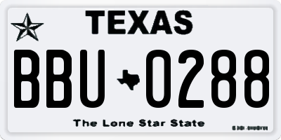 TX license plate BBU0288