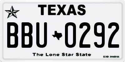 TX license plate BBU0292
