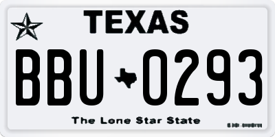 TX license plate BBU0293