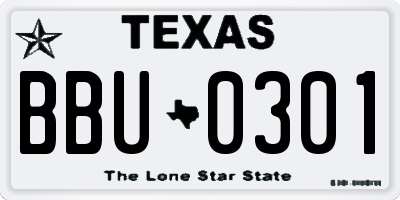 TX license plate BBU0301