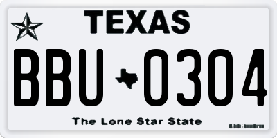 TX license plate BBU0304