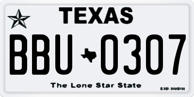 TX license plate BBU0307