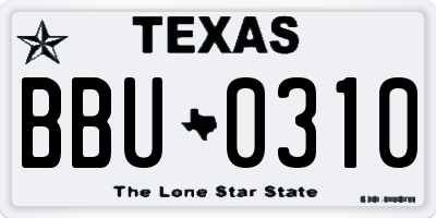 TX license plate BBU0310
