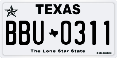 TX license plate BBU0311