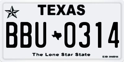 TX license plate BBU0314