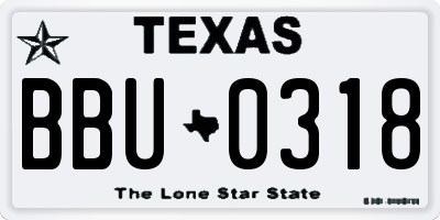 TX license plate BBU0318