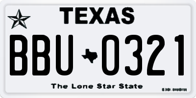 TX license plate BBU0321