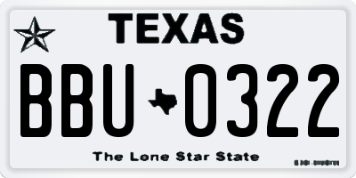 TX license plate BBU0322