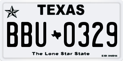 TX license plate BBU0329