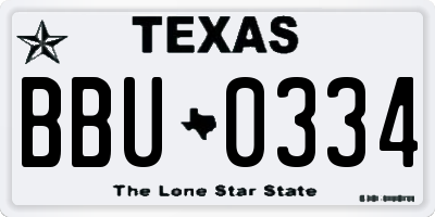TX license plate BBU0334
