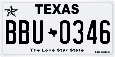TX license plate BBU0346