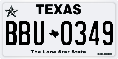 TX license plate BBU0349