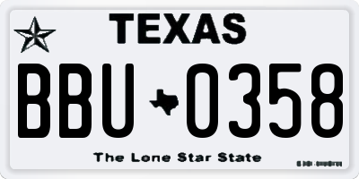 TX license plate BBU0358