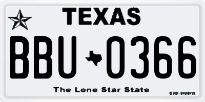 TX license plate BBU0366