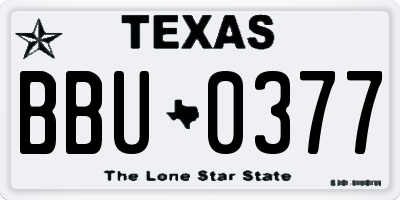 TX license plate BBU0377