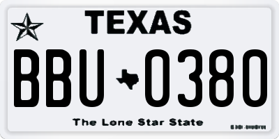 TX license plate BBU0380
