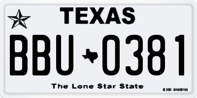 TX license plate BBU0381