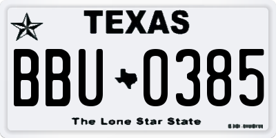 TX license plate BBU0385