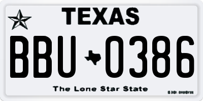 TX license plate BBU0386