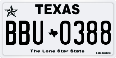 TX license plate BBU0388