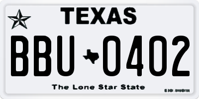 TX license plate BBU0402