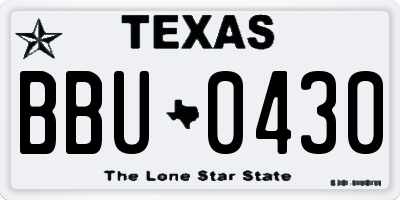 TX license plate BBU0430