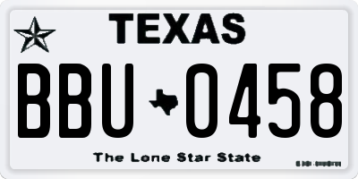TX license plate BBU0458