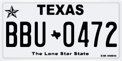 TX license plate BBU0472