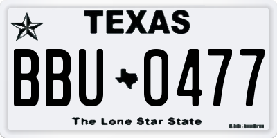 TX license plate BBU0477