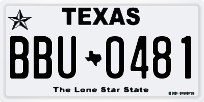 TX license plate BBU0481