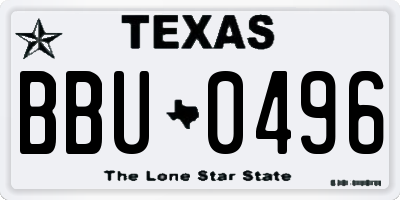 TX license plate BBU0496