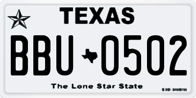 TX license plate BBU0502