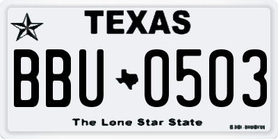 TX license plate BBU0503