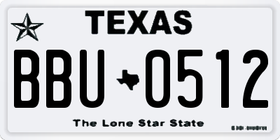 TX license plate BBU0512