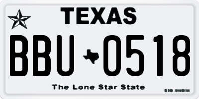 TX license plate BBU0518