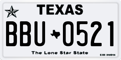 TX license plate BBU0521