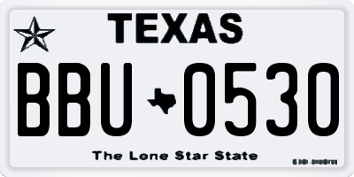 TX license plate BBU0530