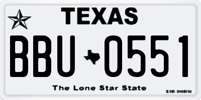 TX license plate BBU0551