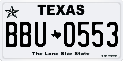 TX license plate BBU0553