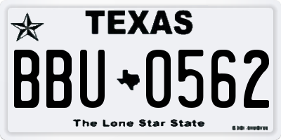 TX license plate BBU0562