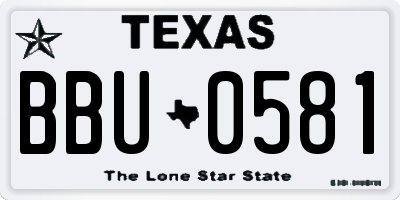 TX license plate BBU0581