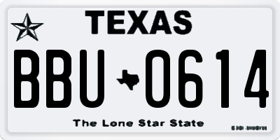 TX license plate BBU0614