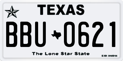 TX license plate BBU0621