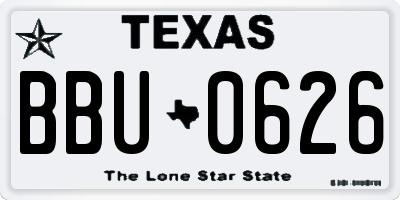 TX license plate BBU0626